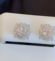 
              .81 CARAT STERLING SILVER 8 MM CERTIFIED LAB GROWN DIAMONDS STUDS EARRINGS
            