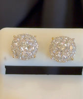 
              1.08 CARAT STERLING SILVER GOLD PLATED 10 MM CERTIFIED LAB GROWN DIAMONDS STUDS EARRINGS
            