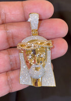 
              2.48 CARAT LAB GROWN DIAMONDS STERLING SILVER GOLD PLATED 2.50 INCHES JESUS CROSS PENDANT
            