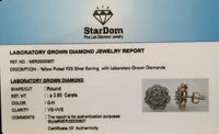 
              2.60 CARAT CERTIFIED LAB GROWN DIAMONDS STERLING SILVER GOLD PLATED 14 MM STUDS EARRINGS
            