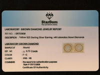 
              .73 CARAT CERTIFED LAB GROWN DIAMONDS STERLING SILVER GOLD PLATED 13 MM STUDS EARRINGS
            