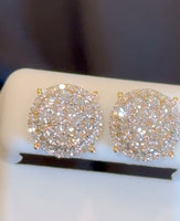 
              1.45 CARAT STERLING SILVER GOLD PLATED 12 MM CERTIFIED LAB GROWN DIAMONDS STUDS EARRINGS
            