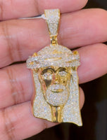 
              3.43 CARAT CERTIFIED LAB GROWN DIAMONDS STERLING SILVER GOLD PLATED 2.25 INCHES JESUS CROSS PENDANT
            