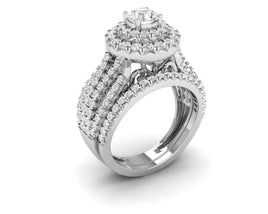 14K WHITE GOLD 2.25 CARAT REAL DIAMOND .55 CARAT SOLITAIRE ENGAGEMENT RING WEDDING BAND BRIDAL SET