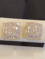 
              .98 CARAT CERTIFIED LAB GROWN DIAMONDS 10 MM STERLING SILVER GOLD PLATED STUDS EARRINGS
            