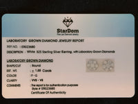 
              1.88 CARAT CERTIFED LAB GROWN DIAMONDS STERLING SILVER 10 MM STUDS EARRINGS
            