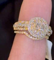 
              14K YELLOW GOLD 2.25 CARAT NATURAL DIAMOND CENTER .55 CARAT ENGAGEMENT RING WEDDING BAND BRIDAL SET
            
