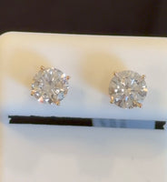 
              14K YELLOW GOLD 2.07 CARAT CERTIFIED LAB GROWN DIAMONDS 7 MM SOLITAIRE STUDS EARRINGS
            