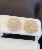 
              .70 CARAT NATURAL DIAMONDS STERLING SILVER GOLD PLATED 10 MM EARRINGS STUDS
            