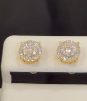 
              .56 CARAT CERTIFIED LAB GROWN DIAMONDS 7.5 MM STERLING SILVER GOLD PLATED STUDS EARRINGS
            