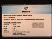 
              1.13 CARAT CERTIFED LAB GROWN DIAMONDS STERLING SILVER 10 MM STUDS EARRINGS
            