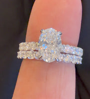 
              14K WHITE GOLD 4 CARAT CERTIFIED LAB GROWN DIAMONDS ENGAGEMENT RING WEDDING BAND BRIDAL SET
            