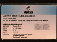 
              1.14 CARAT CERTIFED LAB GROWN DIAMONDS STERLING SILVER 9 MM STUDS EARRINGS
            