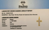 
              .52 CARAT CERTIFIED LAB GROWN DIAMONDS STERLING SILVER GOLD PLATED 1.75 INCHES CROSS PENDANT
            
