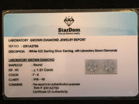
              1.21 CARAT CERTIFED LAB GROWN DIAMONDS STERLING SILVER 10 MM STUDS EARRINGS
            