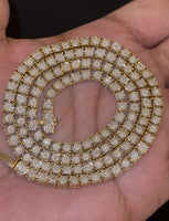 
              2 CARAT NATURAL DIAMOND STERLING SILVER GOLD PLATED 22 INCHES 4 MM 36.47 GRAM FANUC TENNIS CHAIN NECKLACE
            