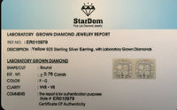 
              .76 CARAT CERTIFIED LAB GROWN DIAMONDS 8 MM STERLING SILVER GOLD PLATED STUDS EARRINGS
            