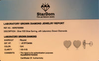
              .81 CARAT CERTIFIED LAB GROWN DIAMONDS 12 MM STERLING SILVER RHODIUM PLATED HEART STUDS EARRINGS
            