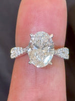 
              14K WHITE GOLD 4.25 CARAT OVAL LAB GROWN DIAMONDS ENGAGEMENT WEDDING RING
            