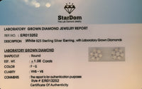 
              1.06 CARAT CERTIFIED LAB GROWN DIAMONDS 8 MM STERLING SILVER RHODIUM PLATED STUDS EARRINGS
            