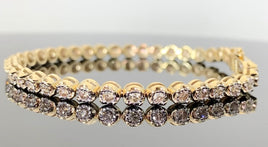 10K YELLOW GOLD 1.50 CARAT REAL DIAMOND 7 INCHES 4 MM WOMEN BRACELET