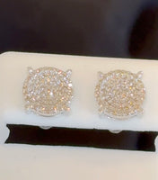 
              .50 CARAT NATURAL DIAMONDS STERLING SILVER 8 MM EARRINGS STUDS
            