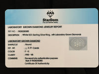 
              2.31 CARAT CERTIFIED LAB GROWN DIAMONDS STERLING SILVER RING
            