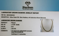 
              5.35 CARAT LAB GROWN DIAMONDS STERLING SILVER GOLD PLATED 22 INCHES 53.37 GRAMS 9 MM CHAIN NECKLACE
            