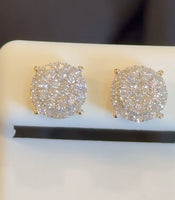 
              .66 CARAT CERTIFED LAB GROWN DIAMONDS STERLING SILVER GOLD PLATED 9 MM STUDS EARRINGS
            