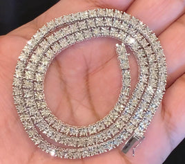 10K WHITE GOLD 1.50 CARAT REAL DIAMOND 3MM 20 INCHES 30.07 GRAM GOLD TENNIS CHAIN NECKLACE