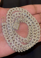 
              11.68 CARAT LAB GROWN DIAMONDS STERLING SILVER 22 INCHES 70.96 GRAMS 9 MM CUBAN LINK CHAIN NECKLACE
            