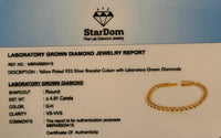 
              4.91 CARAT CERTIFIED LAB GROWN DIAMONDS STERLING SILVER GOLD PLATED 8.50 INCHES 9 MM CUBAN LINK BRACELET
            