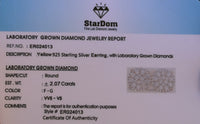 
              2.07 CARAT STERLING SILVER GOLD PLATED 14 MM CERTIFIED LAB GROWN DIAMONDS STUDS EARRINGS
            