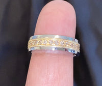 
              10K SOLID WHITE & YELLOW GOLD .50 CARAT REAL DIAMOND ENGAGEMENT RING WEDDING PINKY BAND
            