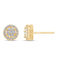 
              10K YELLOW GOLD .75 CARAT 9 MM 100% GENUINE DIAMONDS MENS/WOMENS EARRING STUDS
            