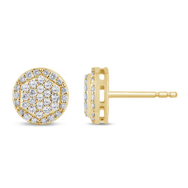 10K YELLOW GOLD .60 CARAT 9 MM 100% GENUINE DIAMONDS MENS/WOMENS EARRING STUDS