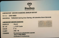 
              .91 CARAT CERTIFIED LAB GROWN DIAMONDS 10 MM STERLING SILVER GOLD PLATED STUDS EARRINGS
            