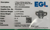 
              10K WHITE GOLD 2.37 CARAT CERTIFIED LAB GROWN DIAMONDS EMERALD RING
            