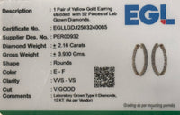 
              10K YELLOW GOLD 2.07 CARAT 25 MM CERTIFIED LAB GROWN DIAMONDS STUDS EARRINGS HOOPS
            
