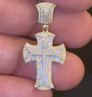 
              10K YELLOW GOLD .50 CARAT 1.25 INCHES NATURAL DIAMOND CROSS PENDANT CHARM
            