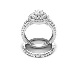 14K WHITE GOLD 2.25 CARAT REAL DIAMOND .55 CARAT SOLITAIRE ENGAGEMENT RING WEDDING BAND BRIDAL SET