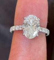 
              14K WHITE GOLD 5 CARAT OVAL LAB GROWN DIAMONDS ENGAGEMENT WEDDING RING
            