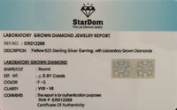 
              .91 CARAT STERLING SILVER GOLD PLATED 8 MM CERTIFIED LAB GROWN DIAMONDS STUDS EARRINGS
            