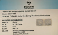 
              1.63 CARAT CERTIFIED LAB GROWN DIAMONDS 11 MM STERLING SILVER GOLD PLATED STUDS EARRINGS
            