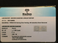 
              1.09 CARAT CERTIFED LAB GROWN DIAMONDS STERLING SILVER GOLD PLATED 10 MM STUDS EARRINGS
            