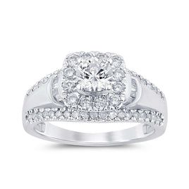 10K WHITE GOLD 1.25 CARAT NATURAL DIAMOND CENTER .50 CARAT ENGAGEMENT RING WEDDING RING BRIDAL