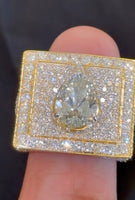 
              10K YELLOW GOLD 11.93 TCW 4 CARAT CENTER PEAR CERTIFIED LAB GROWN DIAMONDS RING
            