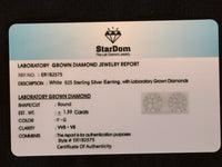 
              1.39 CARAT CERTIFED LAB GROWN DIAMONDS STERLING SILVER 10 MM STUDS EARRINGS
            