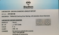 
              1.32 CARAT CERTIFIED LAB GROWN DIAMONDS 10 MM STERLING SILVER GOLD PLATED STUDS EARRINGS
            