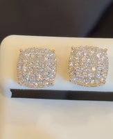 
              .46 CARAT CERTIFED LAB GROWN DIAMONDS STERLING SILVER GOLD PLATED 10 MM STUDS EARRINGS
            